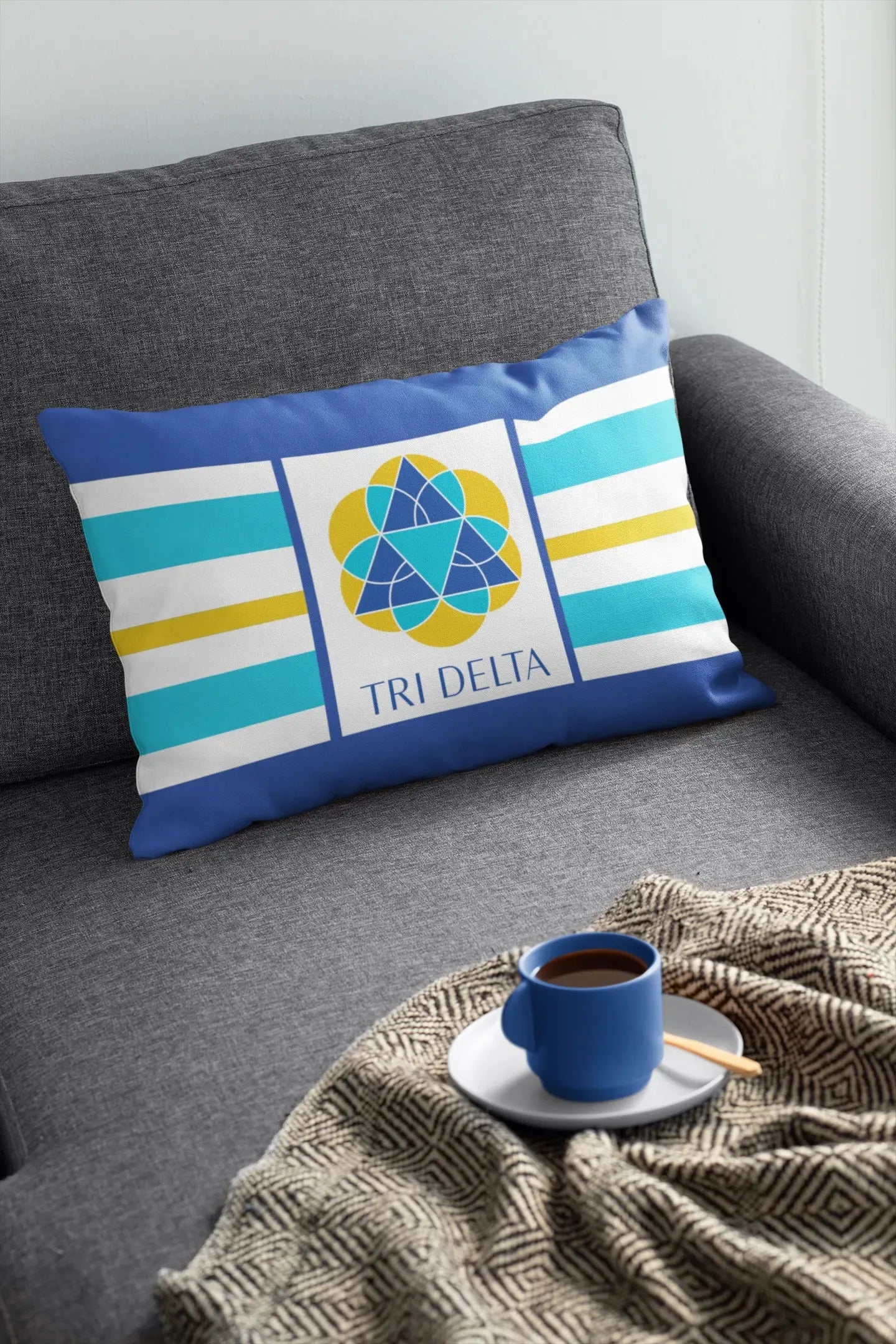 Tri Delta Lumbar Throw Pillow Cover - Stripes Pillow Covers
