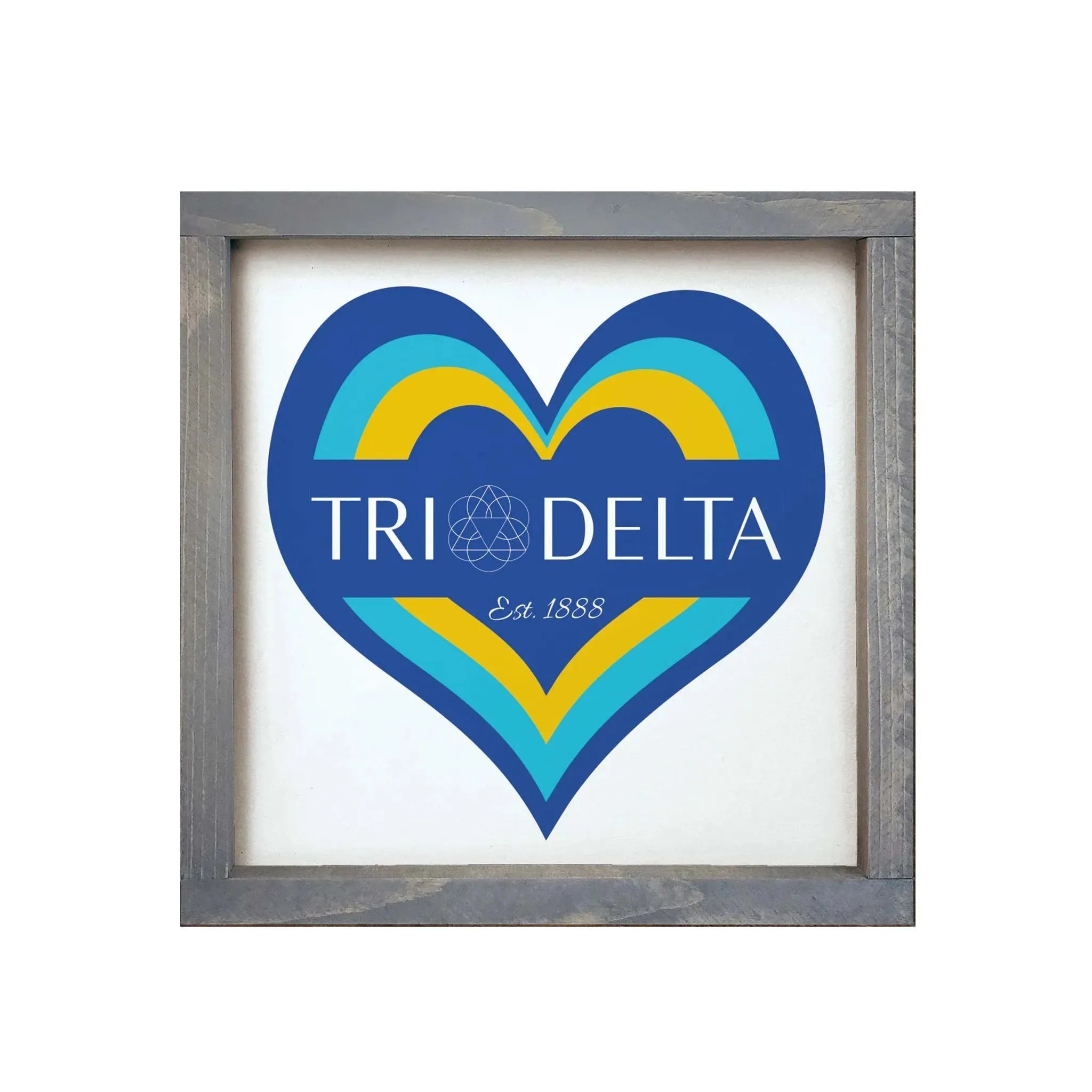 Tri Delta 12x12 Heart Wood Framed Sign Weathered Gray Wall Art & Signs