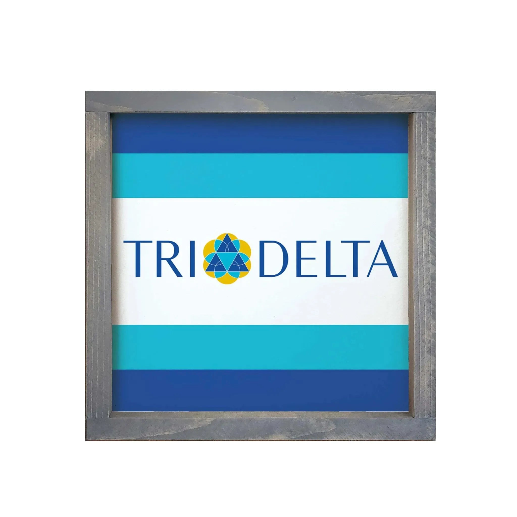 Tri Delta 12x12 Wood Framed Sign - Stripes Weathered Gray Wall Art & Signs