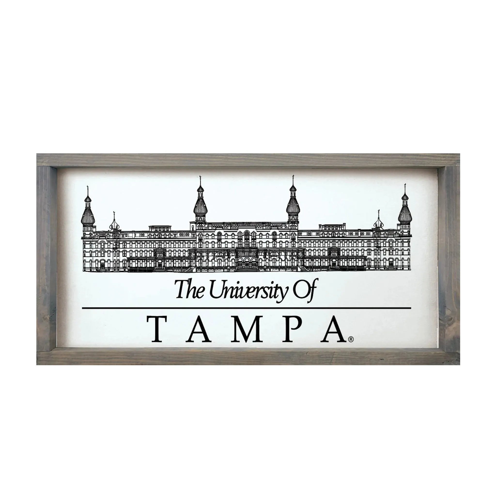 University of Tampa Plant Hall Wood Sign- 12"x24" Weathered Gray Wall Art & Signs