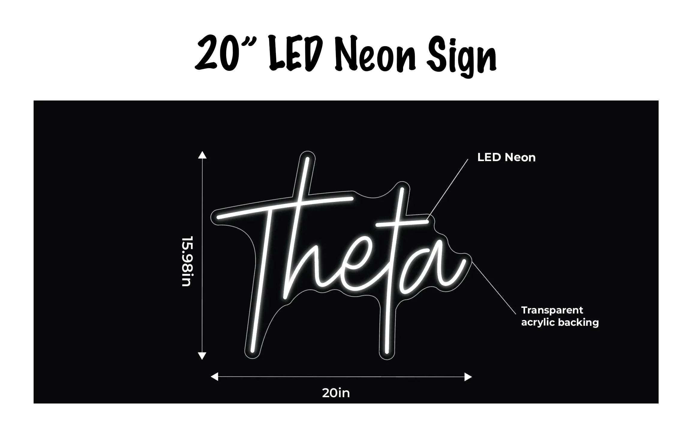 Theta LED Neon Sign w/ Dimmer Neon Signs