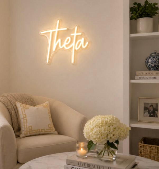 Theta LED Neon Sign w/ Dimmer - Script