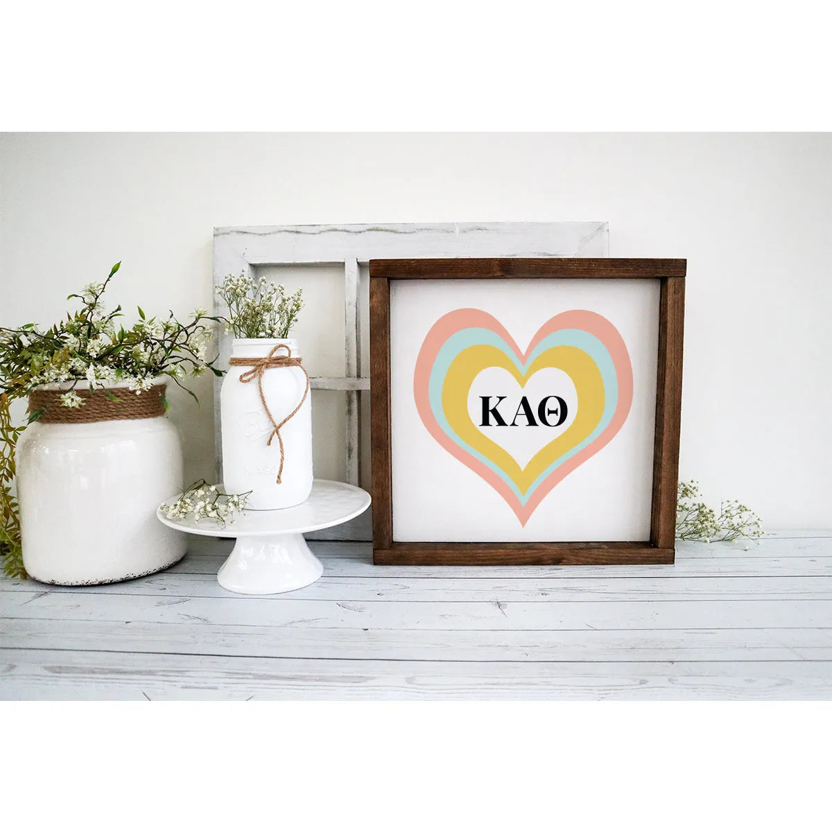 Kappa Alpha Theta Wood Framed Sign 12x12 | Custom Wall Art