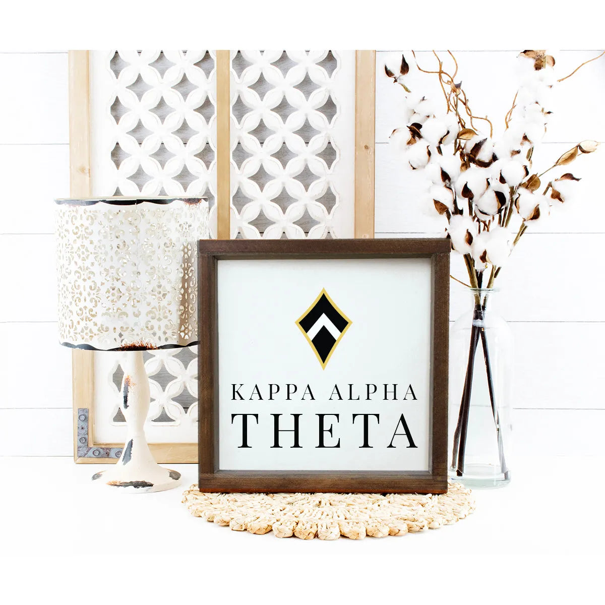 Kappa Alpha Theta 12x12 Traditional Wood Framed Sign | Custom Gifts & Dorm Decor