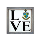 Tri Delta 12x12 "LOVE" Wood Framed Sign - Coat of Arms Weathered Gray Wall Art & Signs