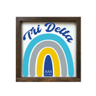 Tri Delta 12x12 Wood Framed Sign - Rainbow Walnut Stain Wall Art & Signs