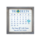 Tri Delta Personalized Big Little Calendar Framed Sign - 12x12