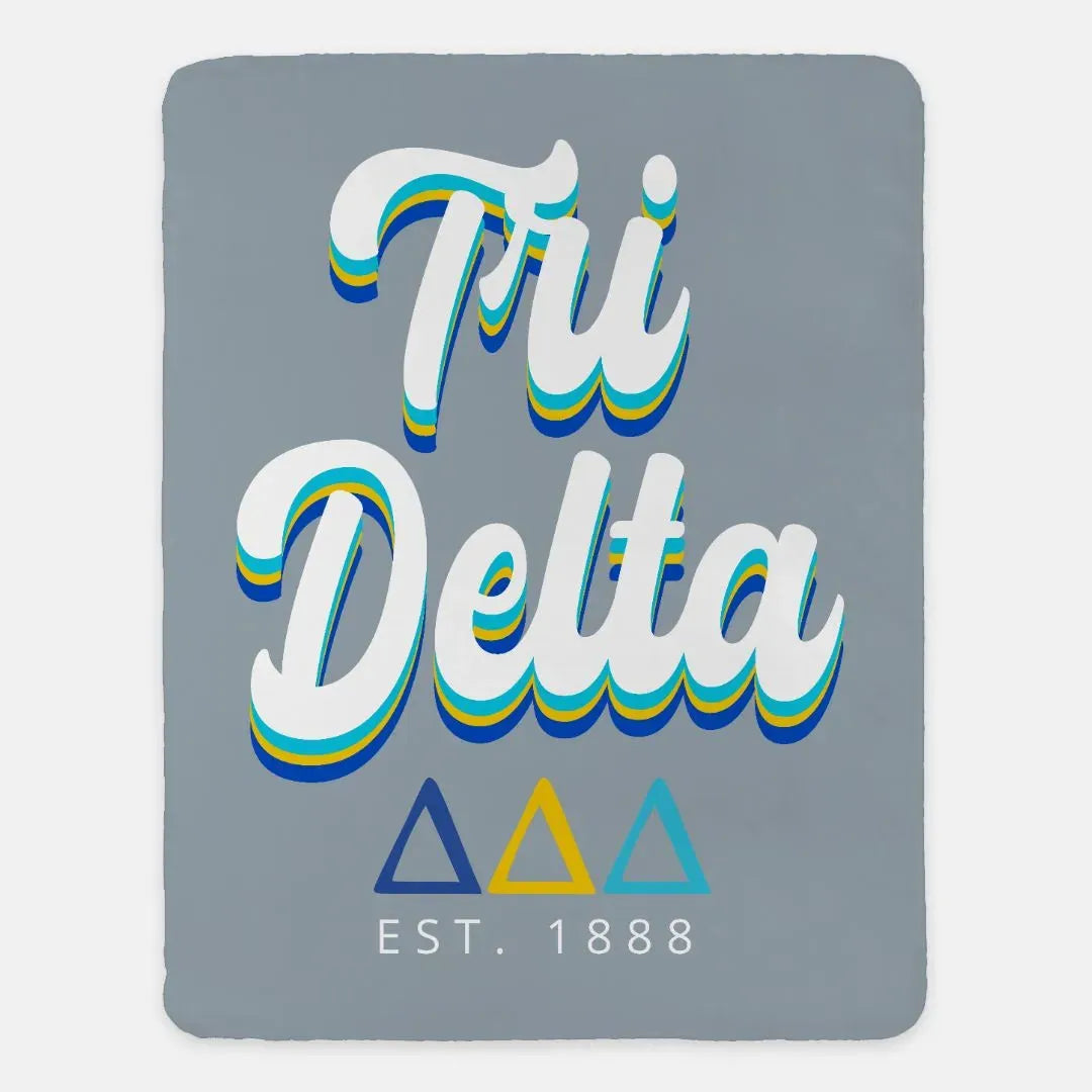 Tri Delta XL 60x80. Retro Sherpa Throw Blanket 