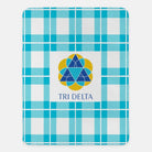 Tri Delta XL 60x80 Plaid Sherpa Blanket - Bright Blue Throw Blankets