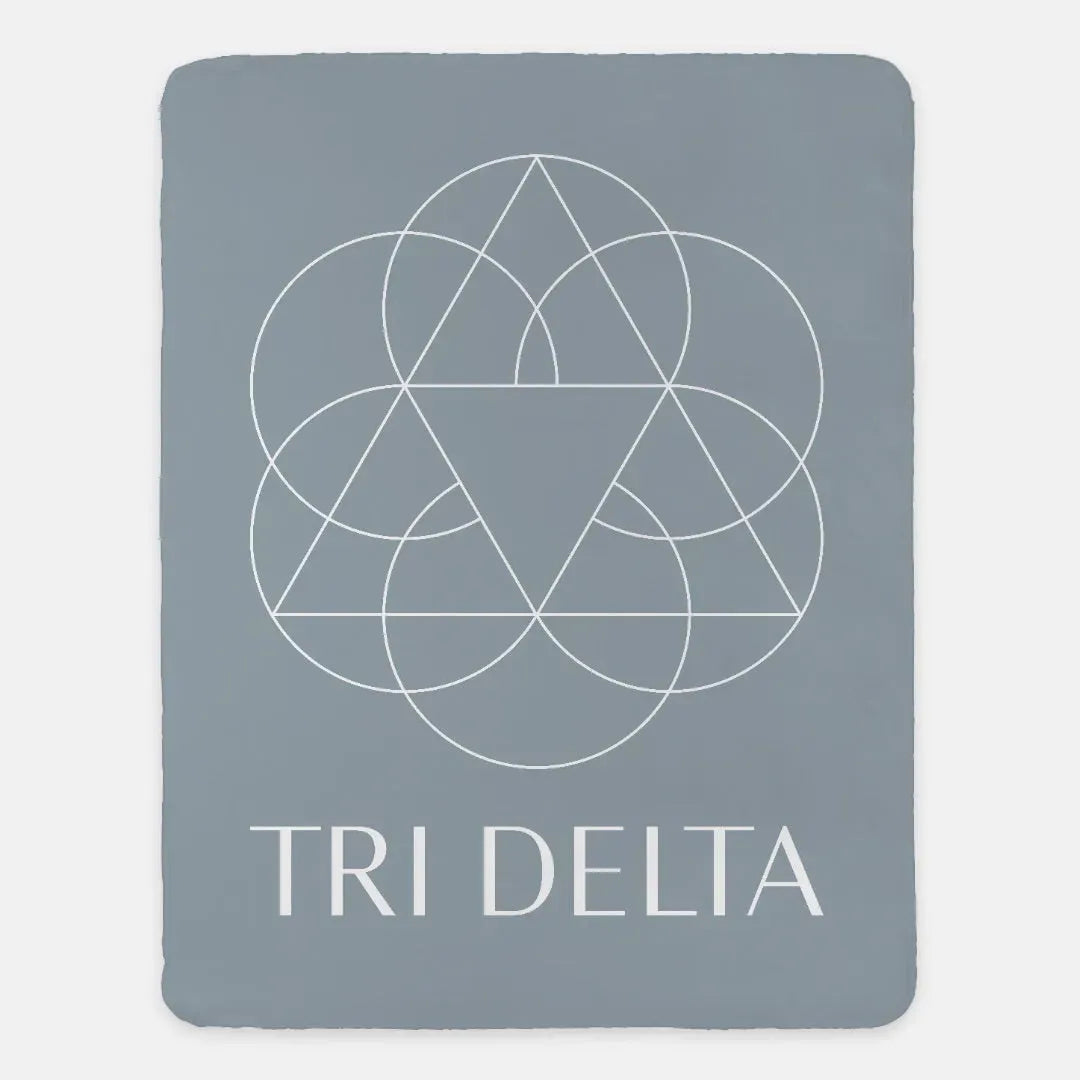 Tri Delta XL 60x80 Traditional Sherpa Blanket - Silver Throw Blankets