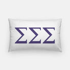 Tri Sigma Lumbar Throw Pillow Cover - Knockout Greek Letters White Royal Purple Pillow Covers