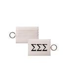Tri Sigma Vegan Saffiano Leather Keychain Card Holder - Greek Letters Black Travel Wallet