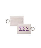 Tri Sigma Vegan Saffiano Leather Keychain Card Holder - Greek Letters Violet Travel Wallet