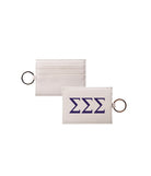 Tri Sigma Vegan Saffiano Leather Keychain Card Holder - Greek Letters Royal Purple Travel Wallet