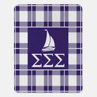 Tri Sigma XL 60x80 Plaid Sherpa Throw Blanket Royal Purple Throw Blankets