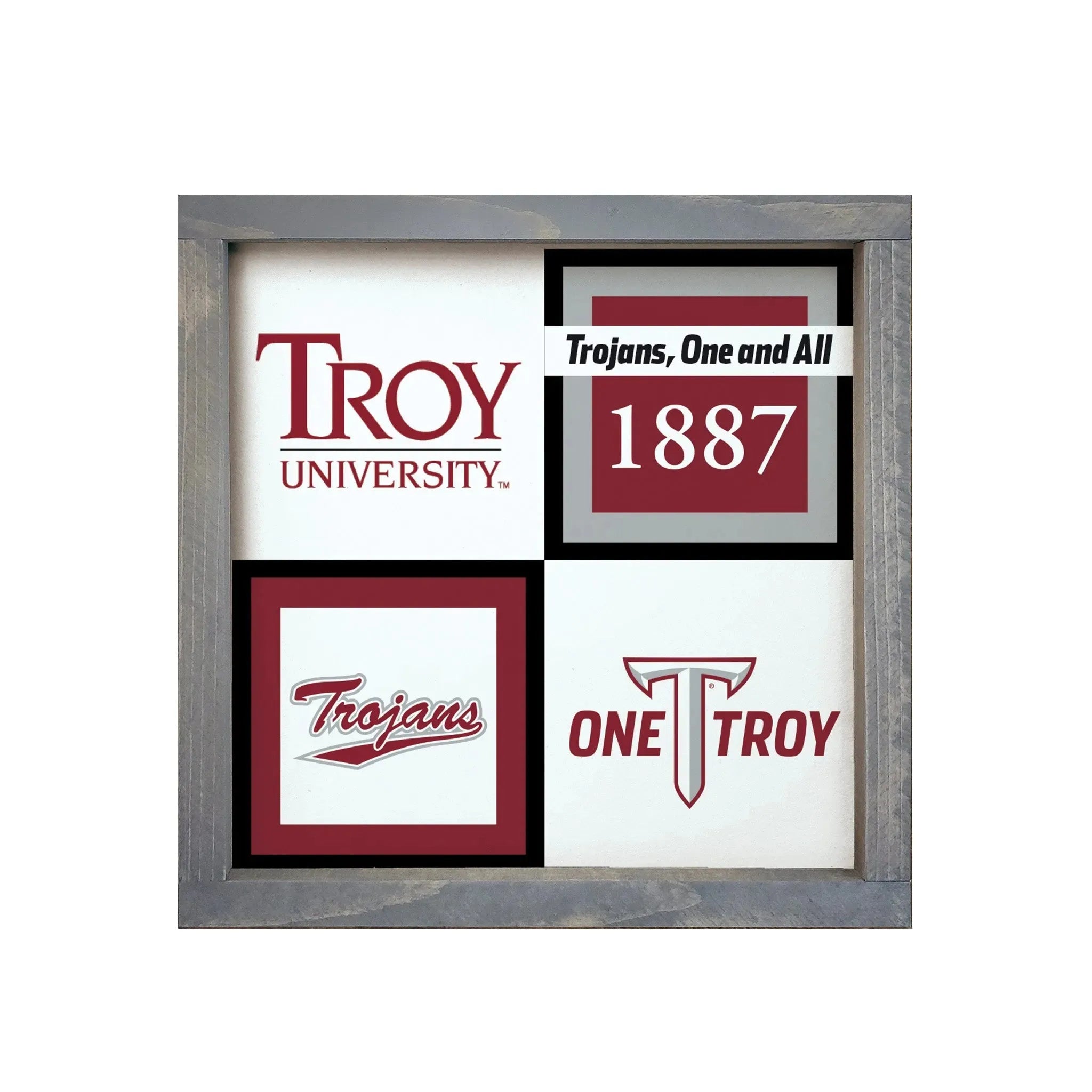 Troy University 12x12 Wood Framed Sign - Classic Color Block Wall Art & Signs