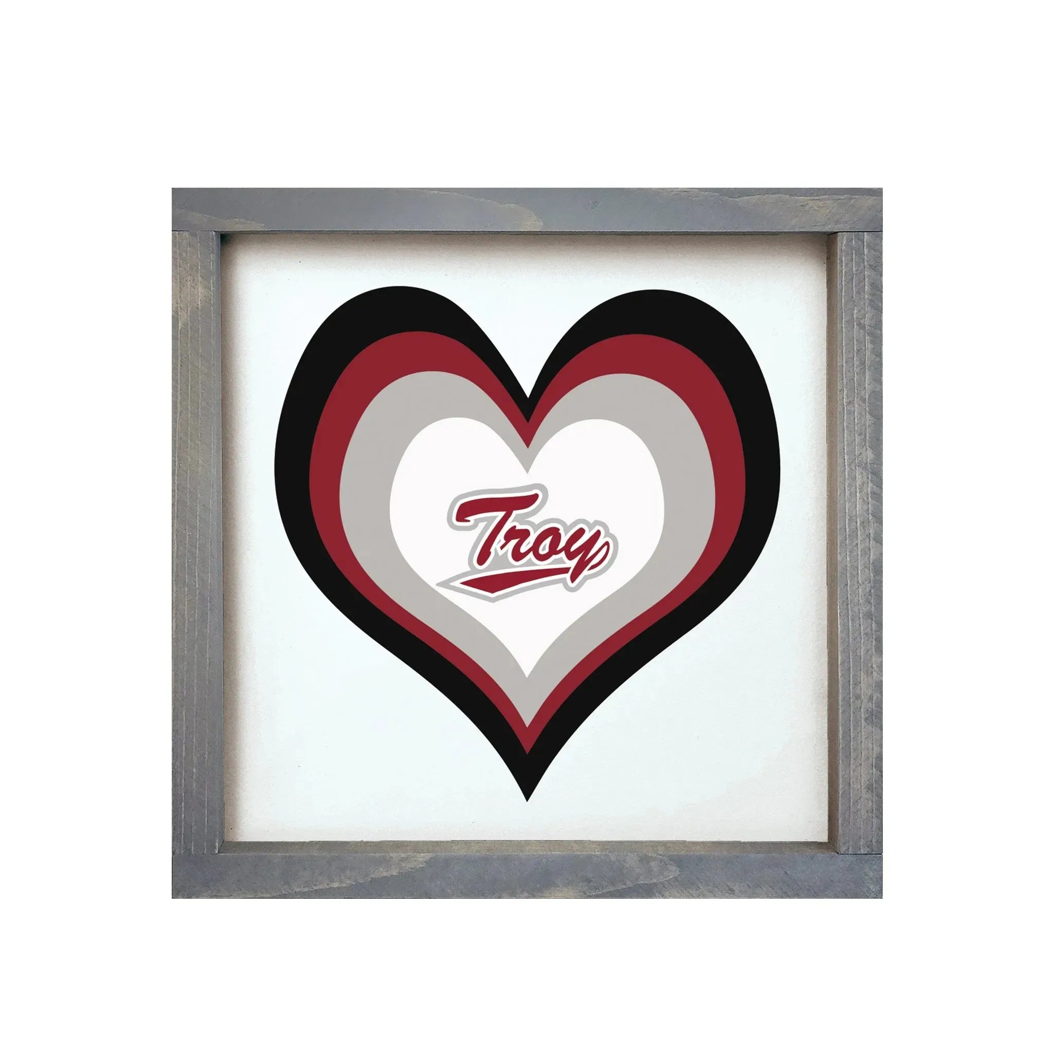 Troy University 12x12 Heart Wood Framed Sign Wall Art & Signs