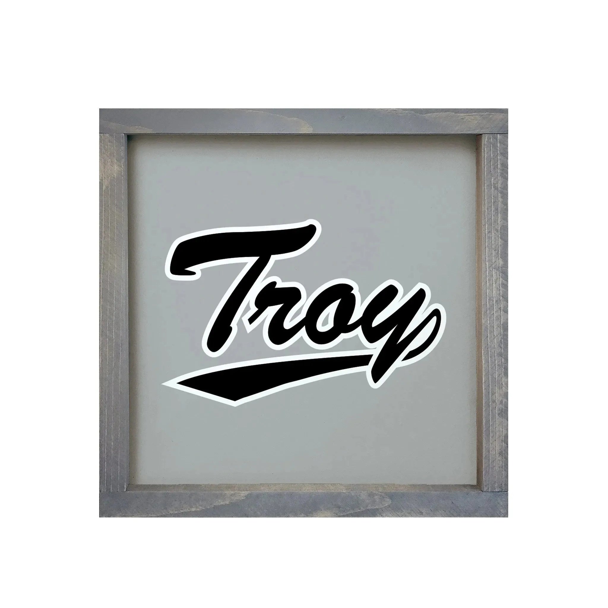 Troy University 12x12 Wood Framed Sign - Gray Troy Script Wall Art & Signs
