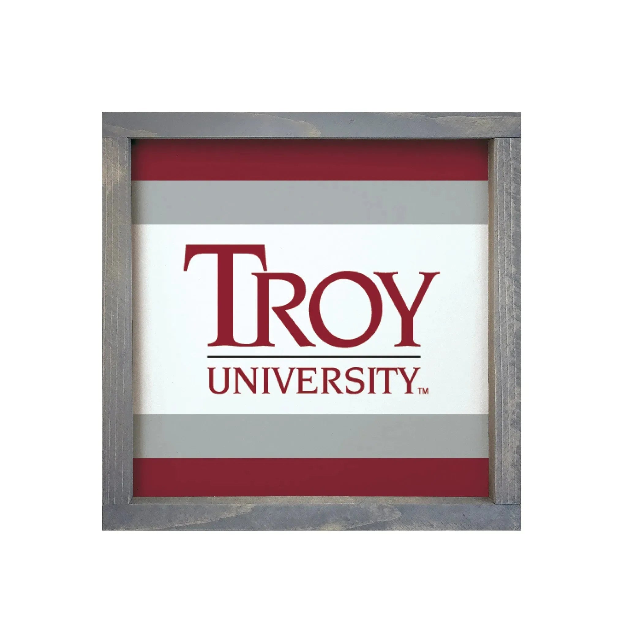 Troy University 12x12 Wood Framed Sign - Traditional Stripes Wall Art & Signs