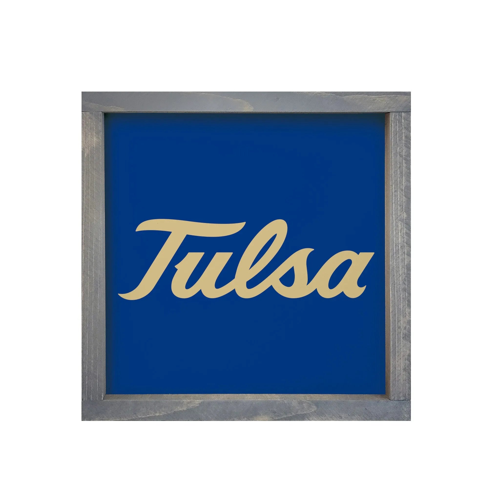 University of Tulsa Sign - Blue with Script Logo 12"x12" | Official Gift Shop | Custom Merchandise | Festive Fit Home