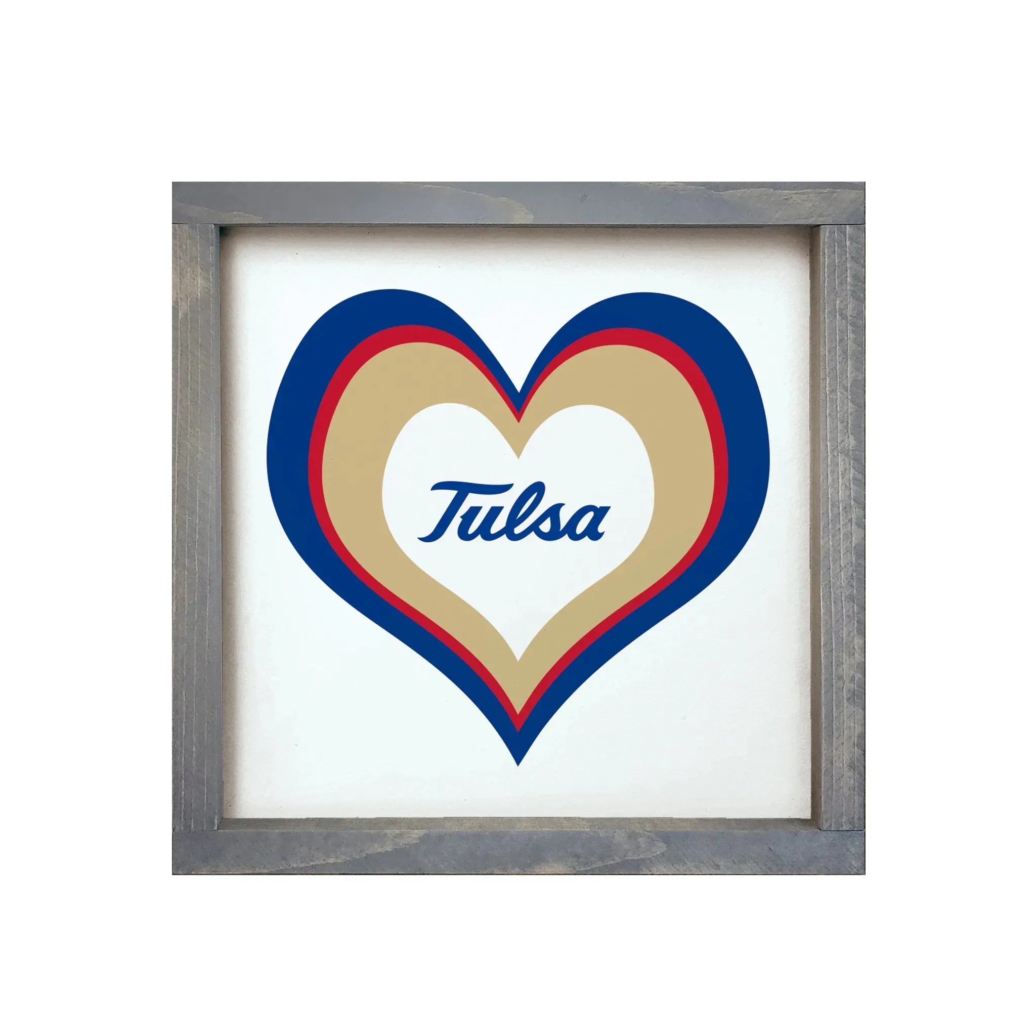 University of Tulsa 12x12 Heart Wood Framed Sign Wall Art & Signs
