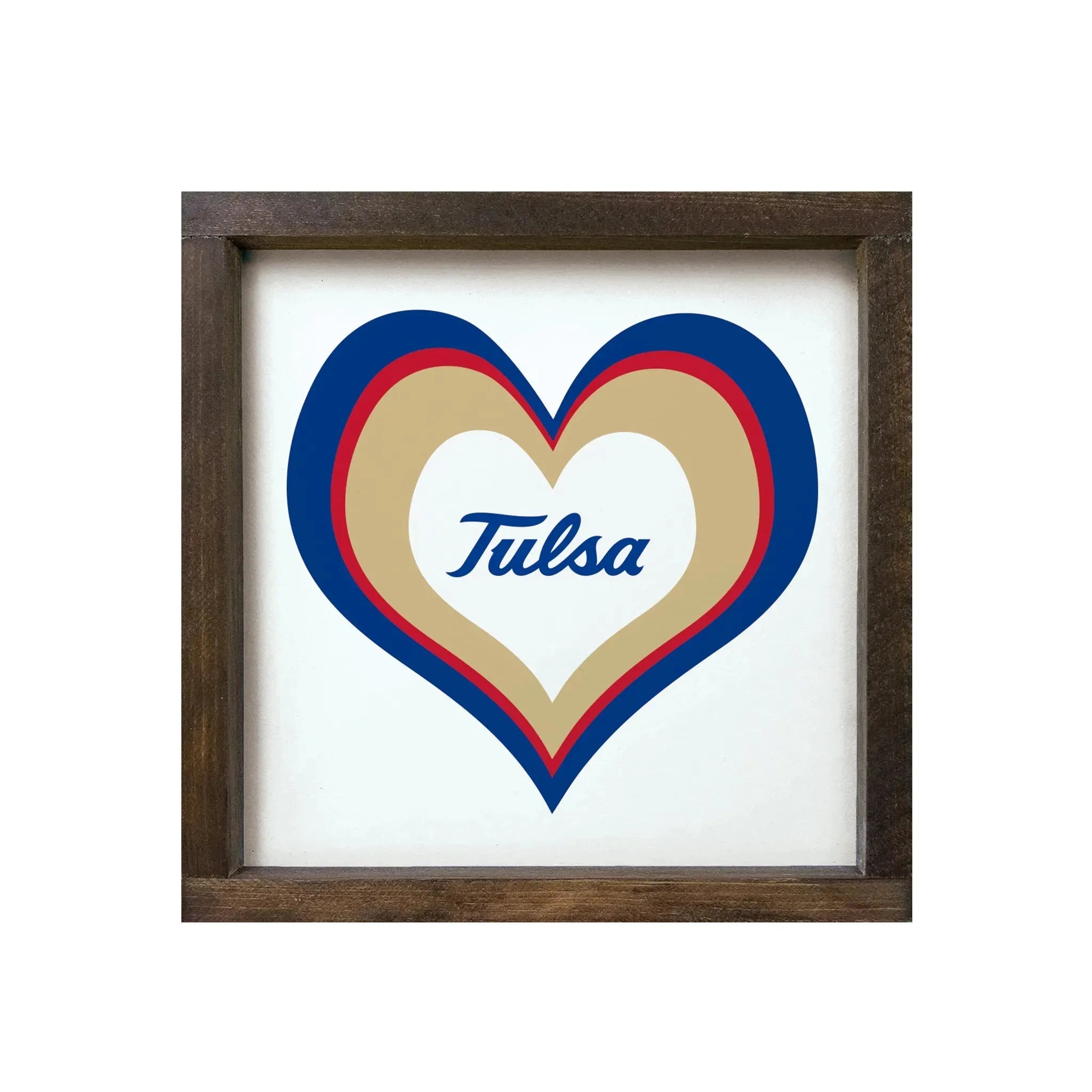 University of Tulsa 12x12 Heart Wood Framed Sign Wall Art & Signs