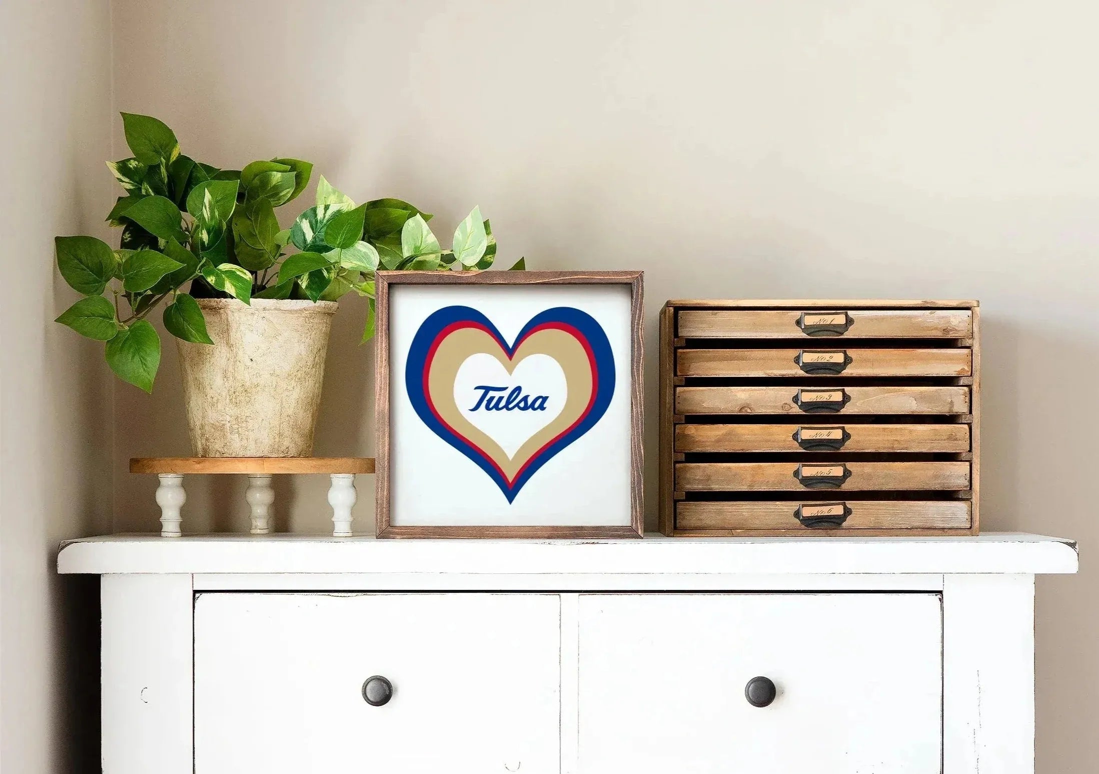 University of Tulsa 12x12 Heart Wood Framed Sign Wall Art & Signs