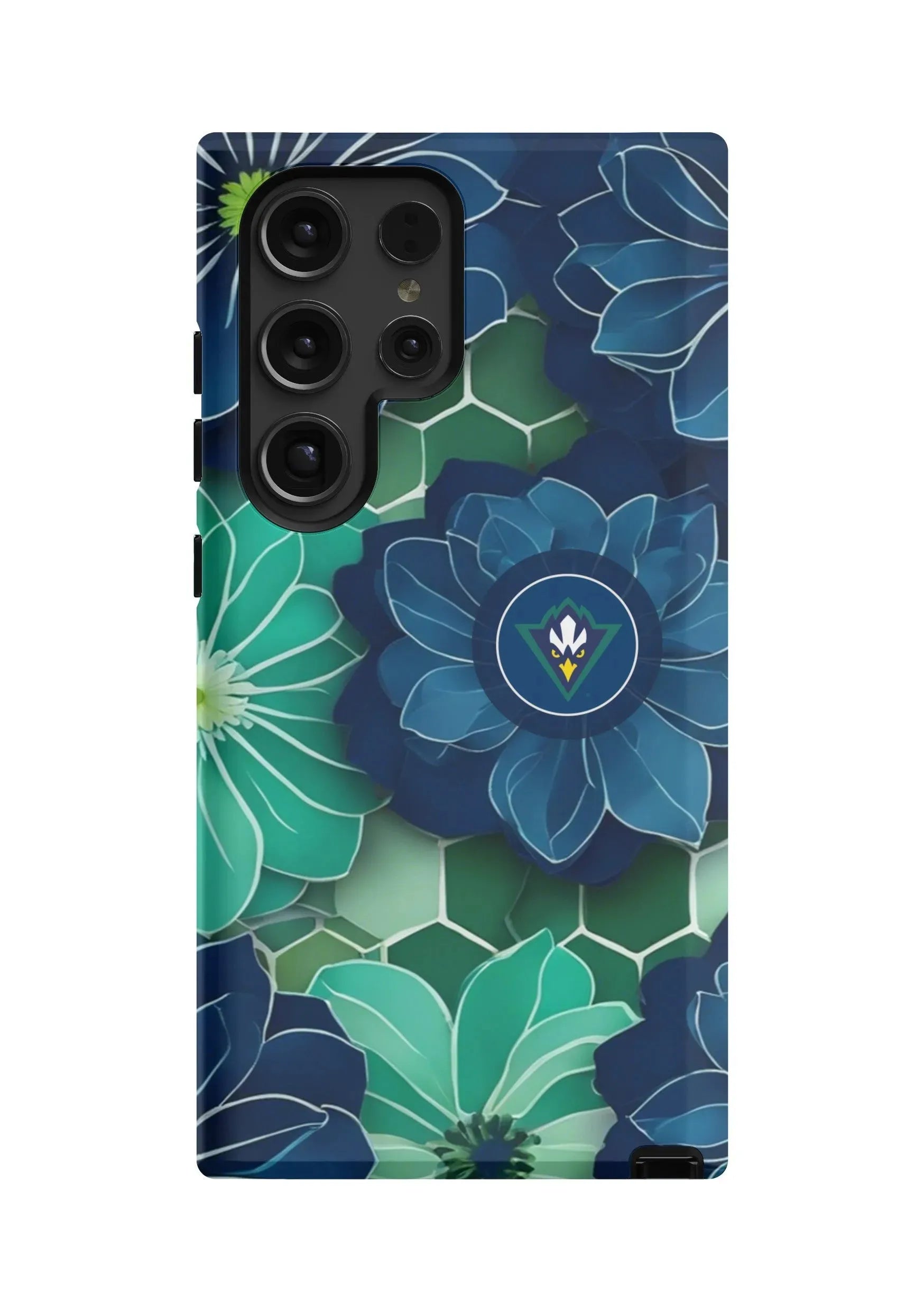 UNC Wilmington Samsung Galaxy 24, 23 Mobile Phone Case -Floral Gloss Mobile Phone Cases