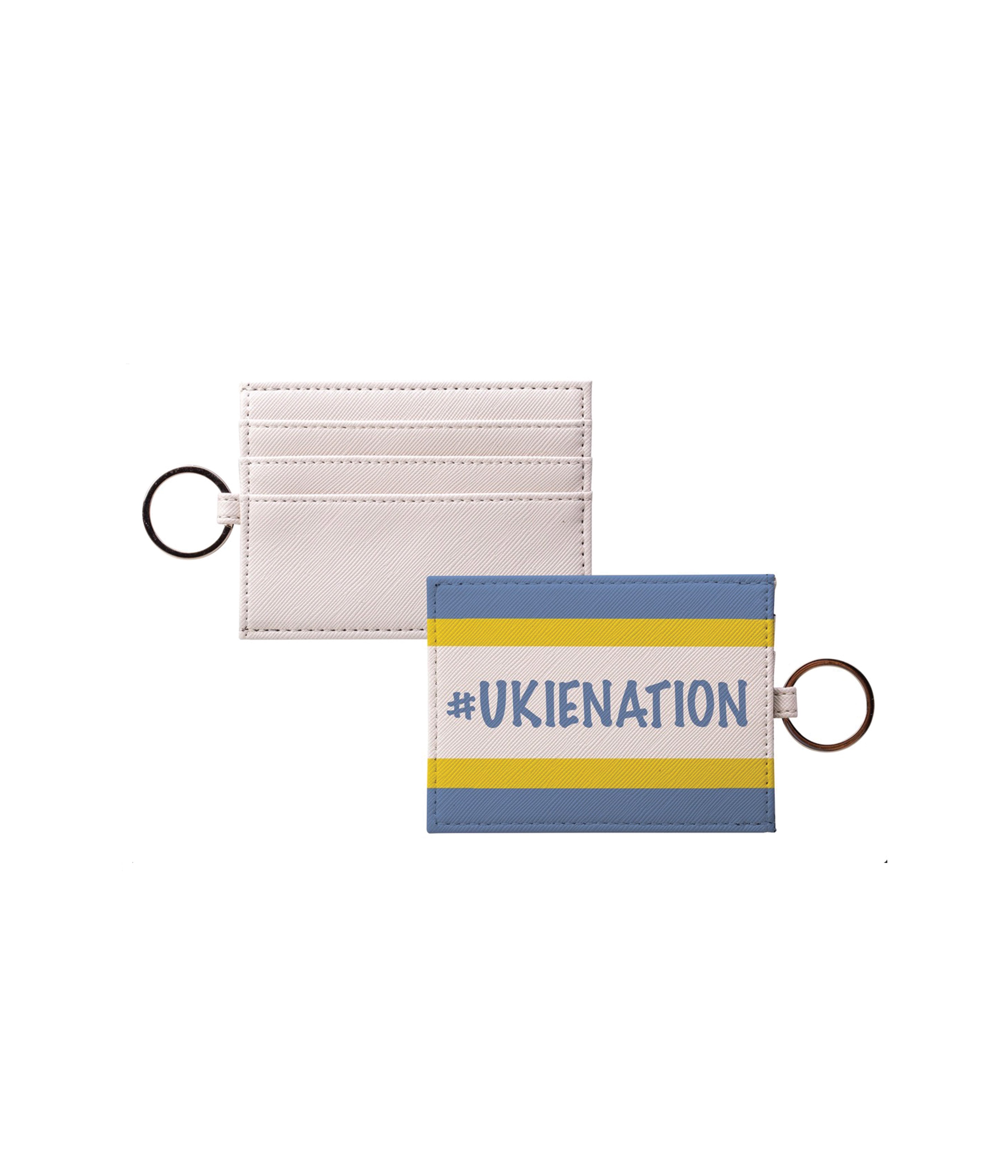 #UKIENATION Striped Vegan Saffiano Leather Keychain Card Holder - Campus Greek Fit