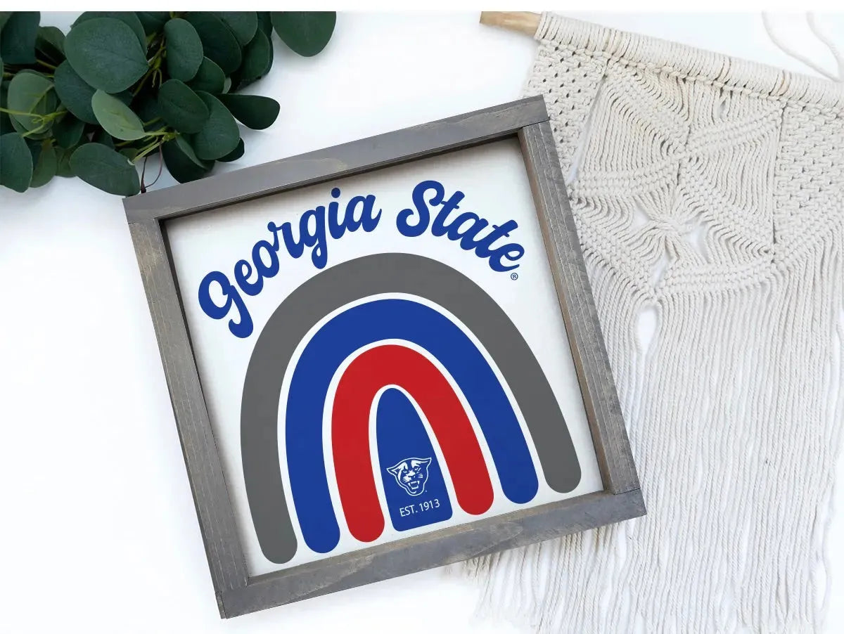Georgia State 12x12 Wood Framed Sign - Rainbow Wall Art & Signs