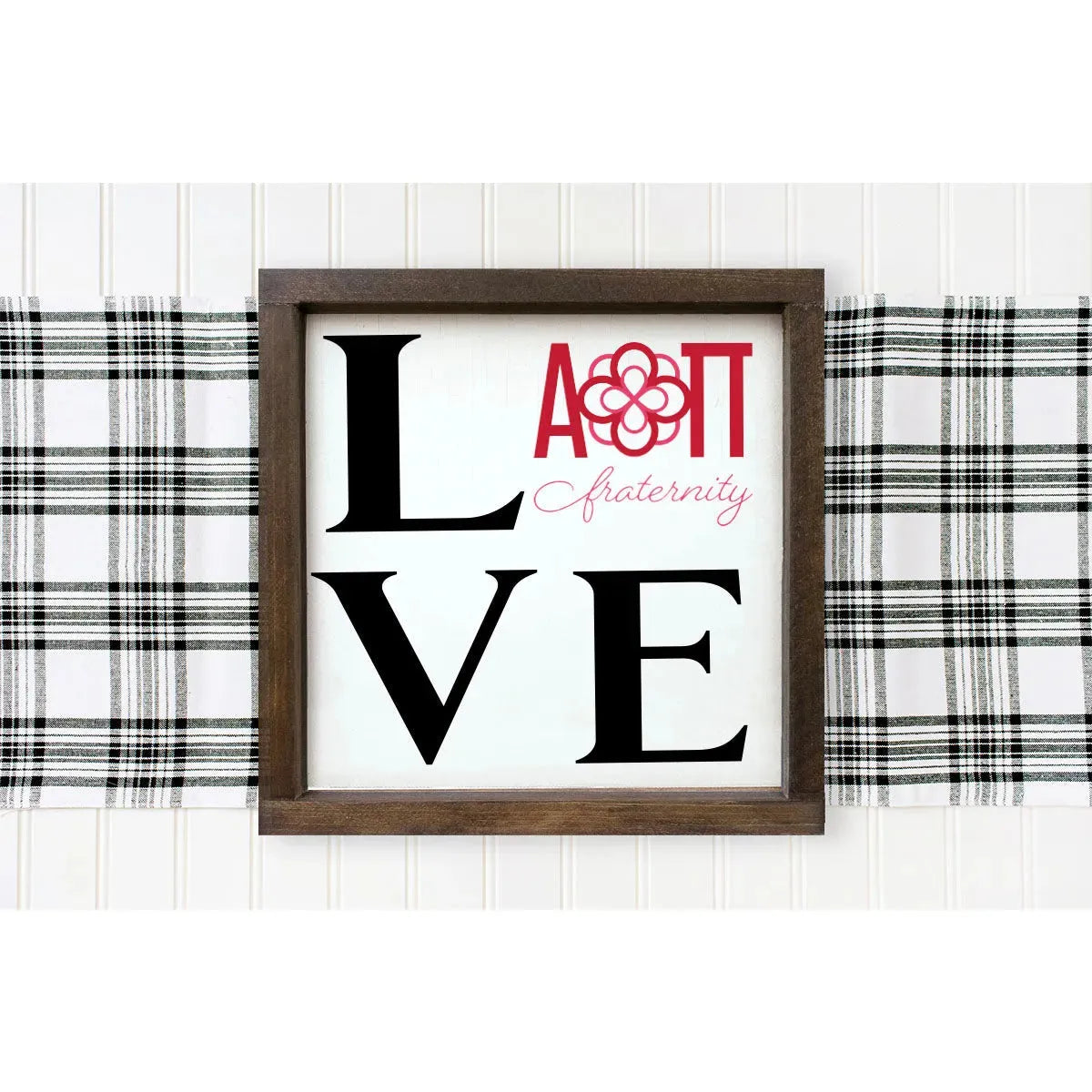 Alpha Omicron Pi 12x12 Wood Framed Sign - LOVE Wall Art & Signs