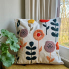 Vibrant Floral Embroidered Throw Pillow Cover | Modern Boho Decor