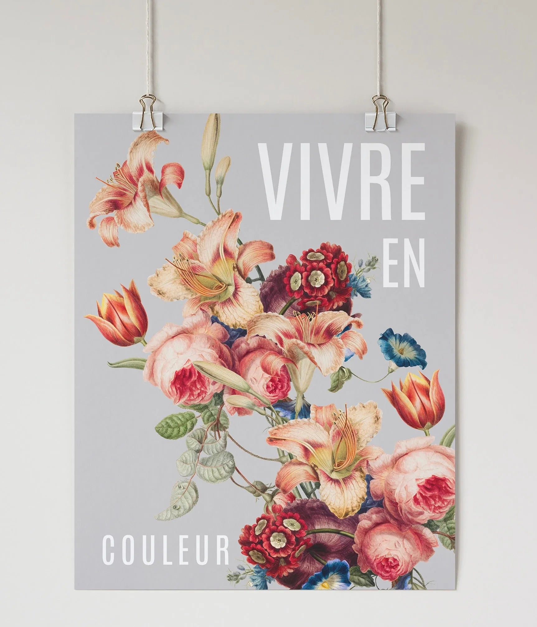 Vivre En Couleur Poster - 16"x20" | Glam Dorm Decor | Floral Wall Art | Festive Fit Home