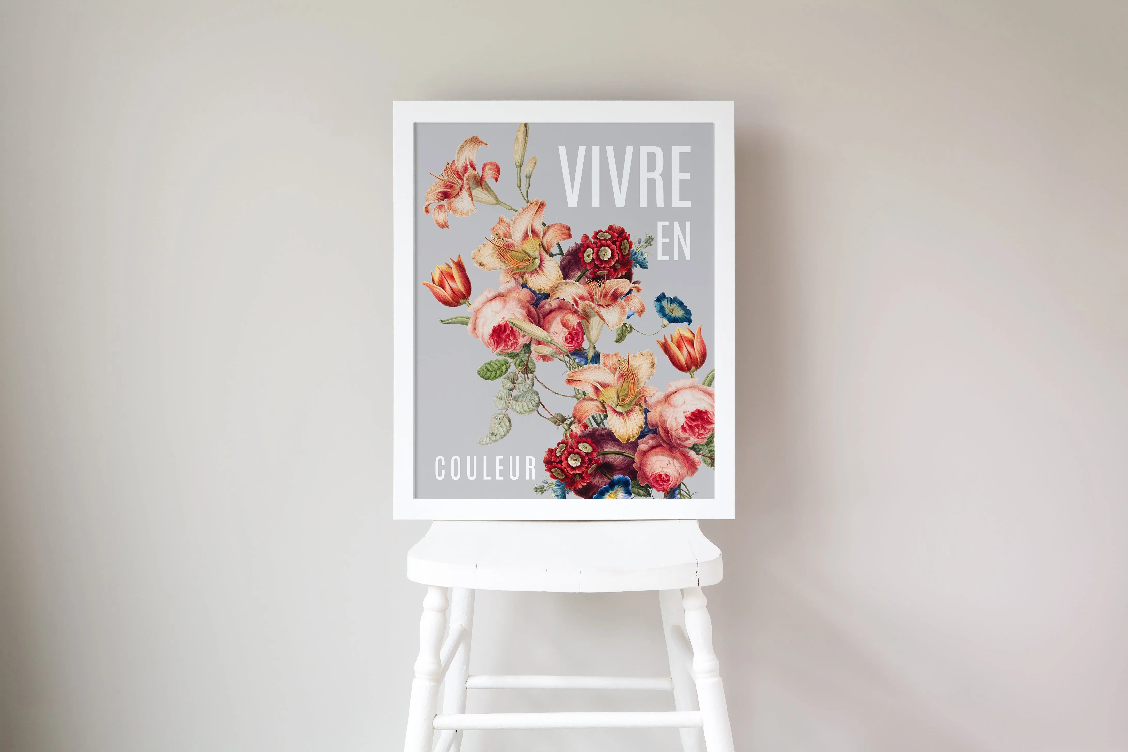 Vivre En Couleur Poster - 16"x20" | Glam Dorm Decor | Floral Wall Art | Festive Fit Home