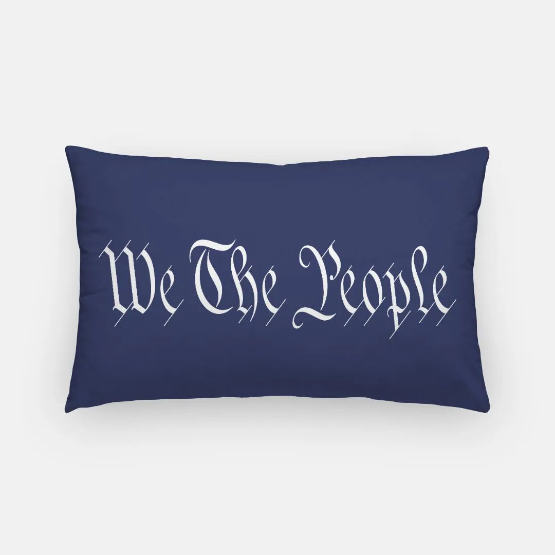 We The People Lumbar Throw Pillow Cover Blue Throw Pillows