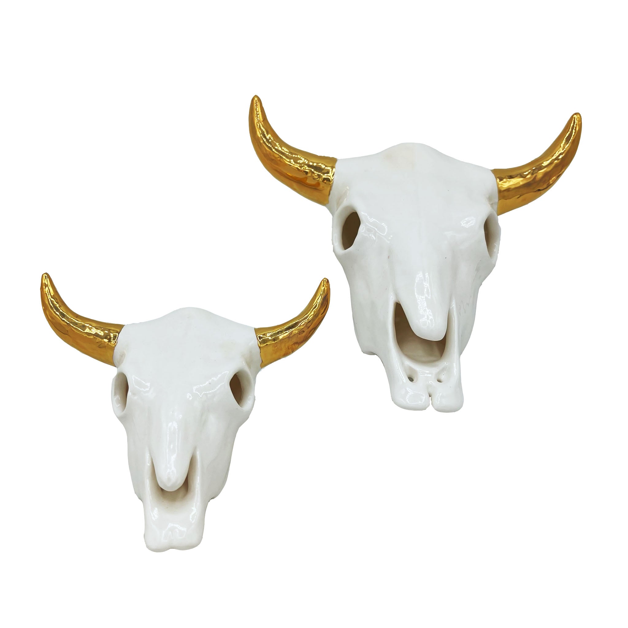 Monogrammed Cow Skull with Gold Accent