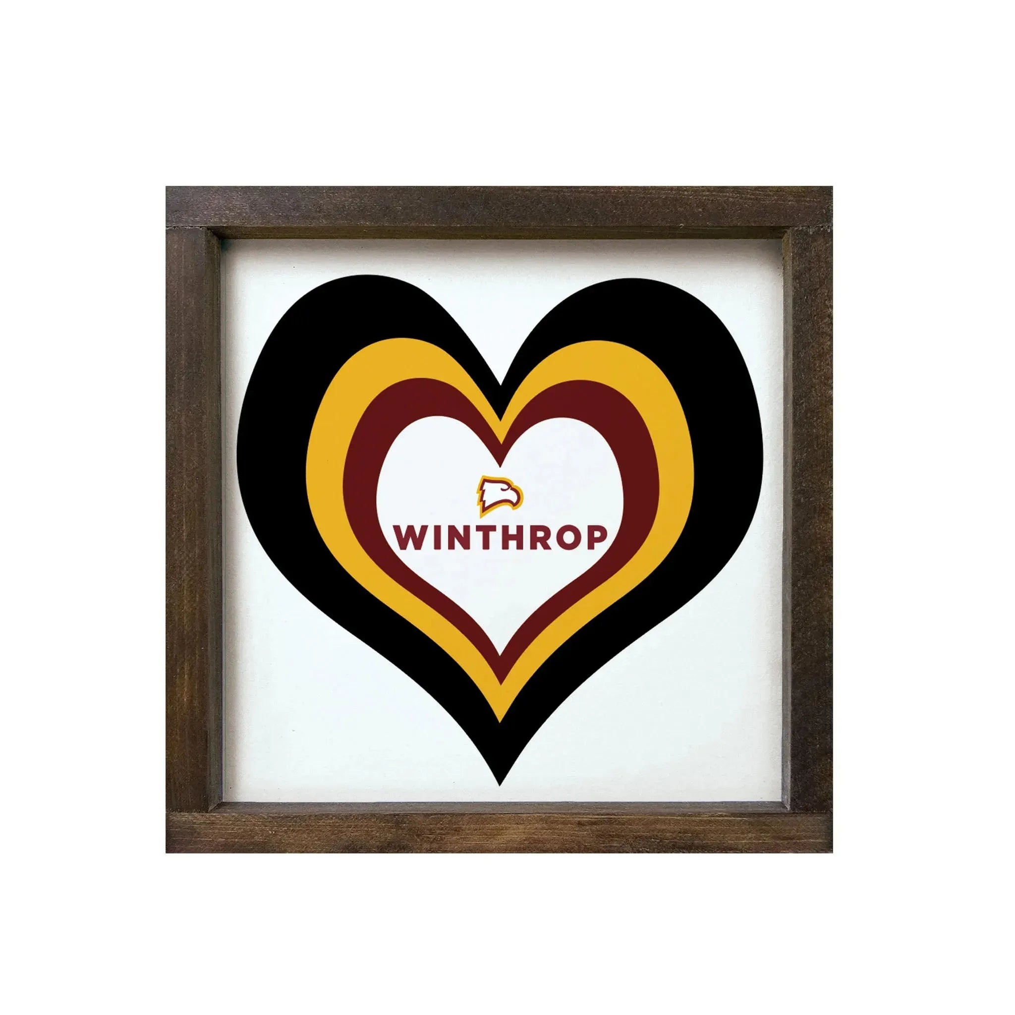 Winthrop University 12x12 Heart Wood Framed Sign Wall Art & Signs