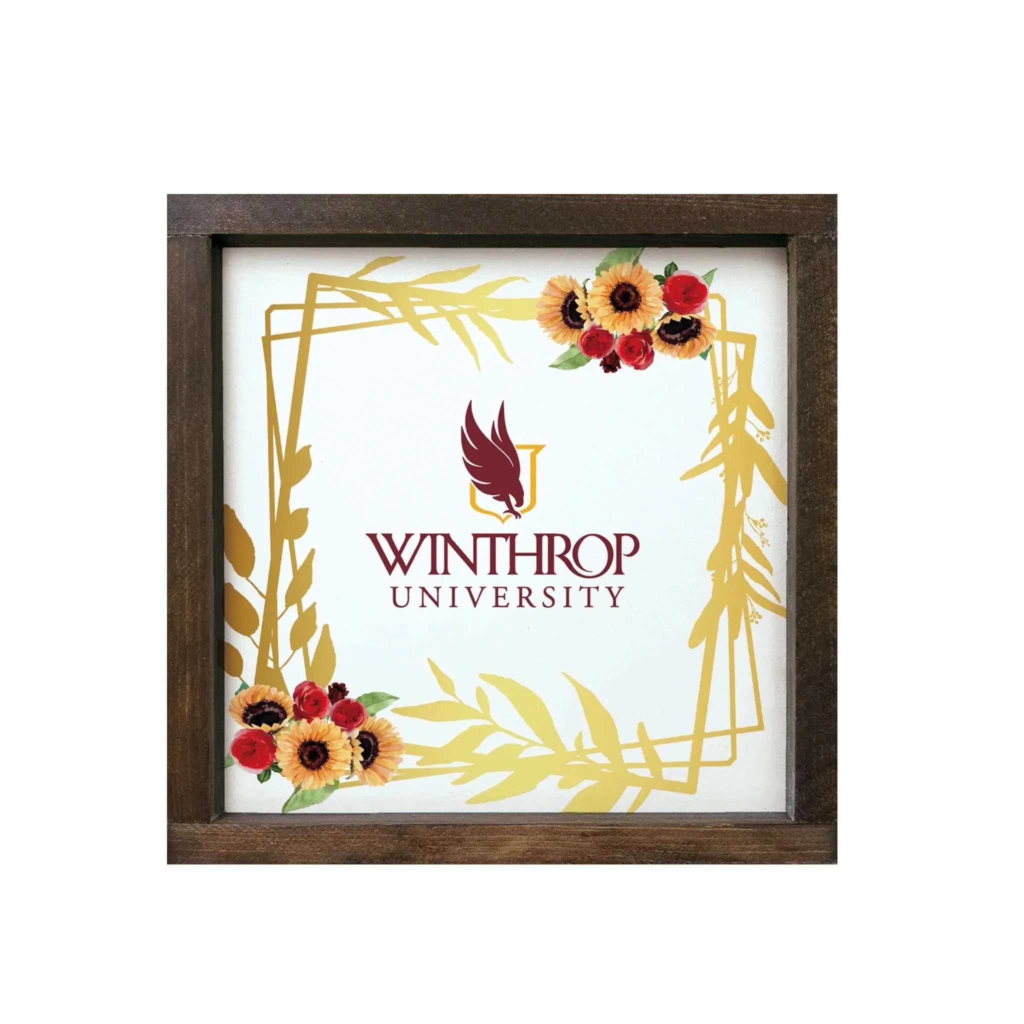 Winthrop University 12x12 Wood Framed Sign - Sunflower Frame Wall Art & Signs