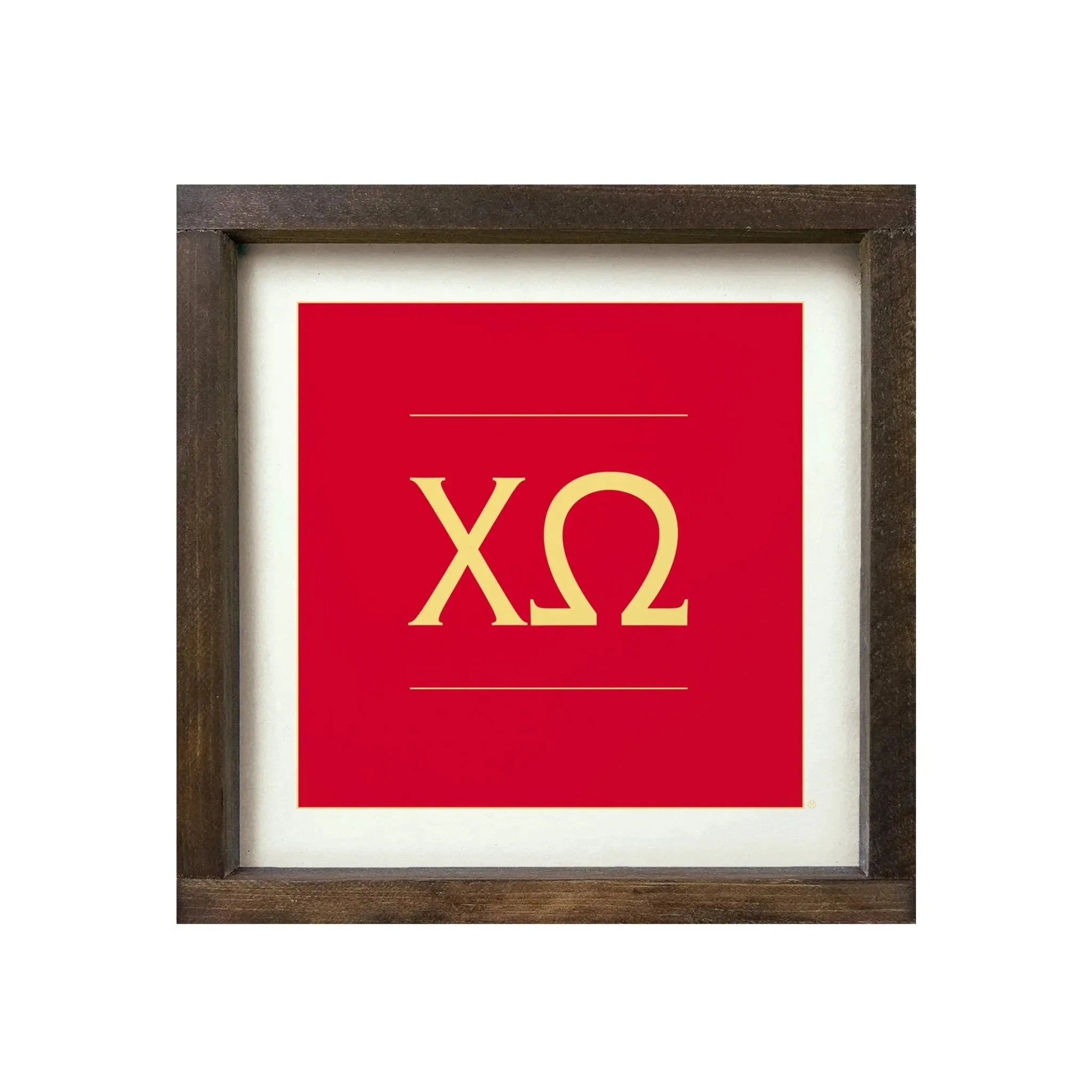 Chi Omega 12x12 Traditional Wood Framed Sign - Cardinal Greek Letters Weathered Gray Wall Art & Signs
