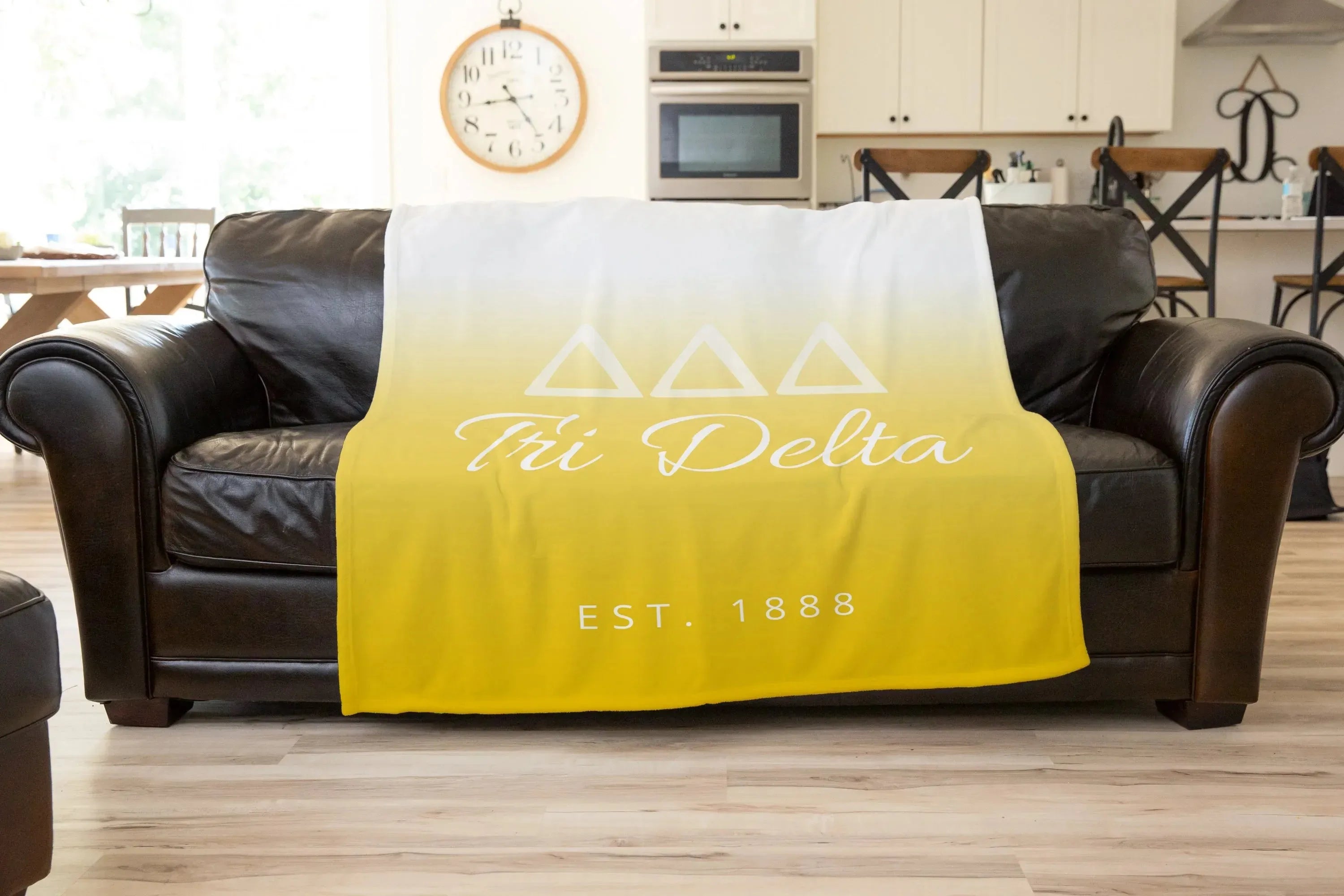 Tri Delta XL 60x80 Sherpa Blanket - Gold Gradient Throw Blankets