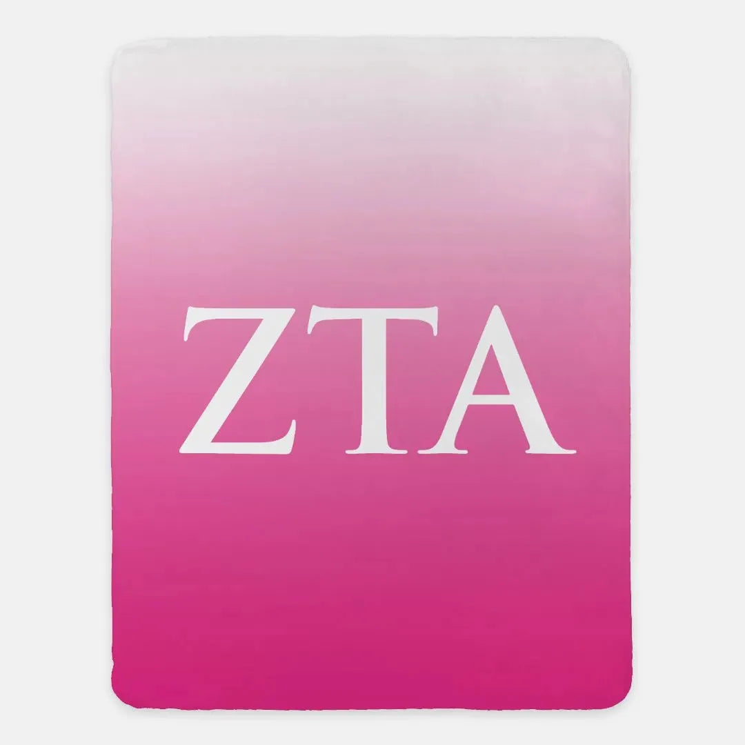Zeta Tau Alpha XL 60x80 Sherpa Blanket - Gradient Pink Throw Blankets