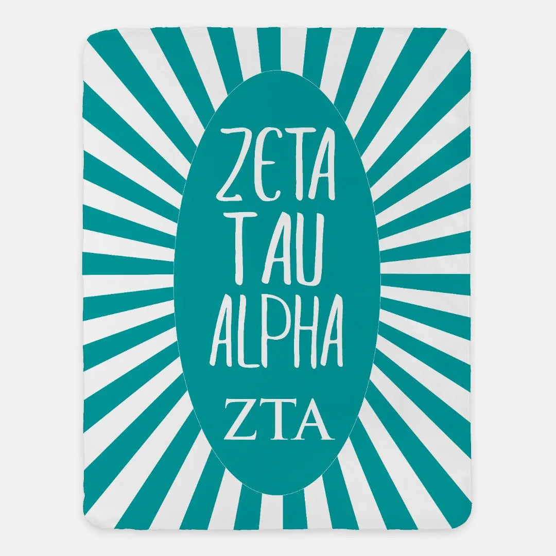 Zeta Tau Alpha Starburst Sherpa Blanket 60"x80" | Official Gift Shop | Custom Merchandise | Dorm Decor | Festive Fit Home