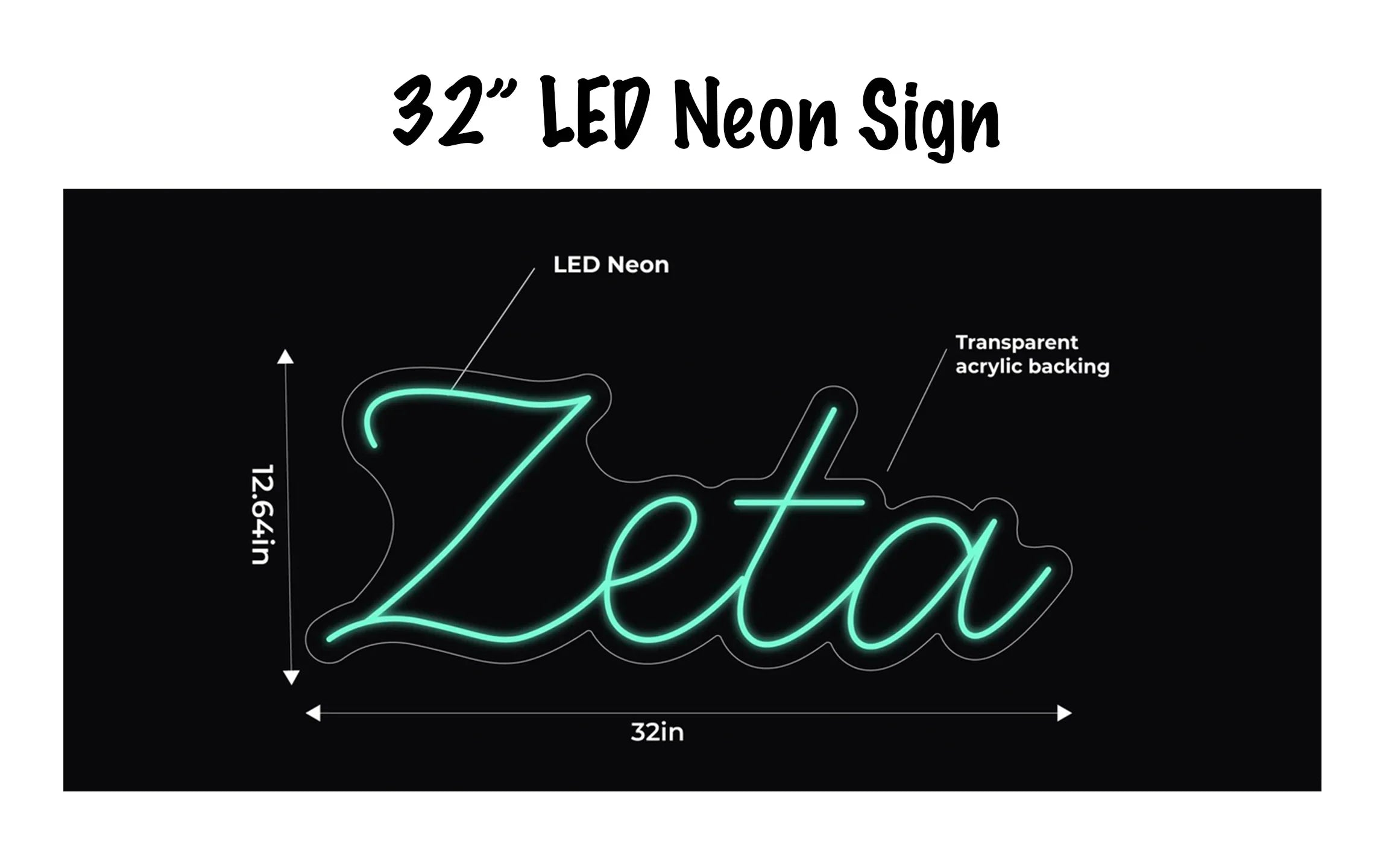 Zeta LED Neon Script Sign w/ Dimmer Neon Signs