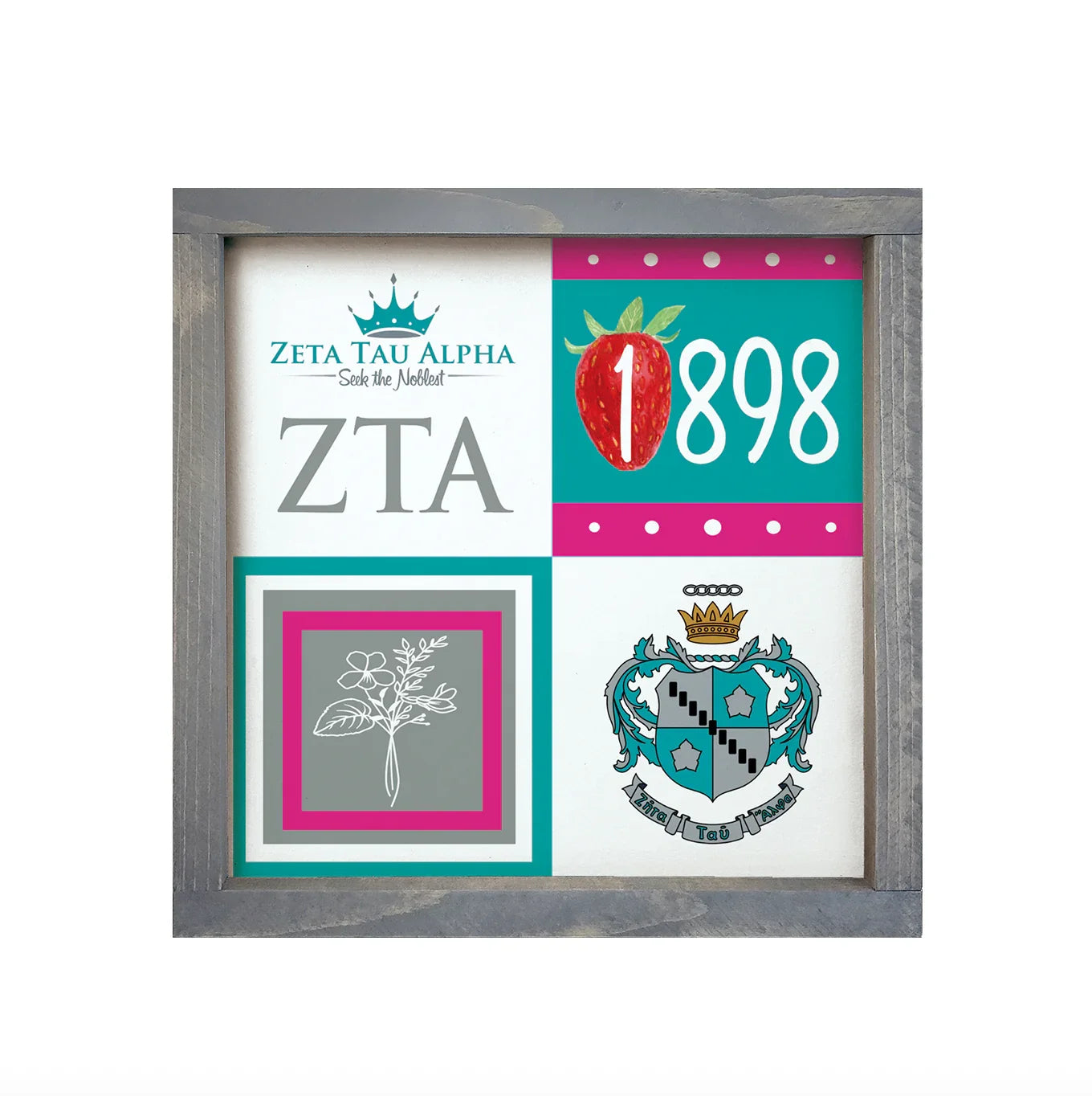 Zeta Tau Alpha 12x12 Wood Framed Sign - Color Block