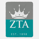 Zeta Tau Alpha Blanket XL 60x80 - Color Block Turquoise Throw Blankets