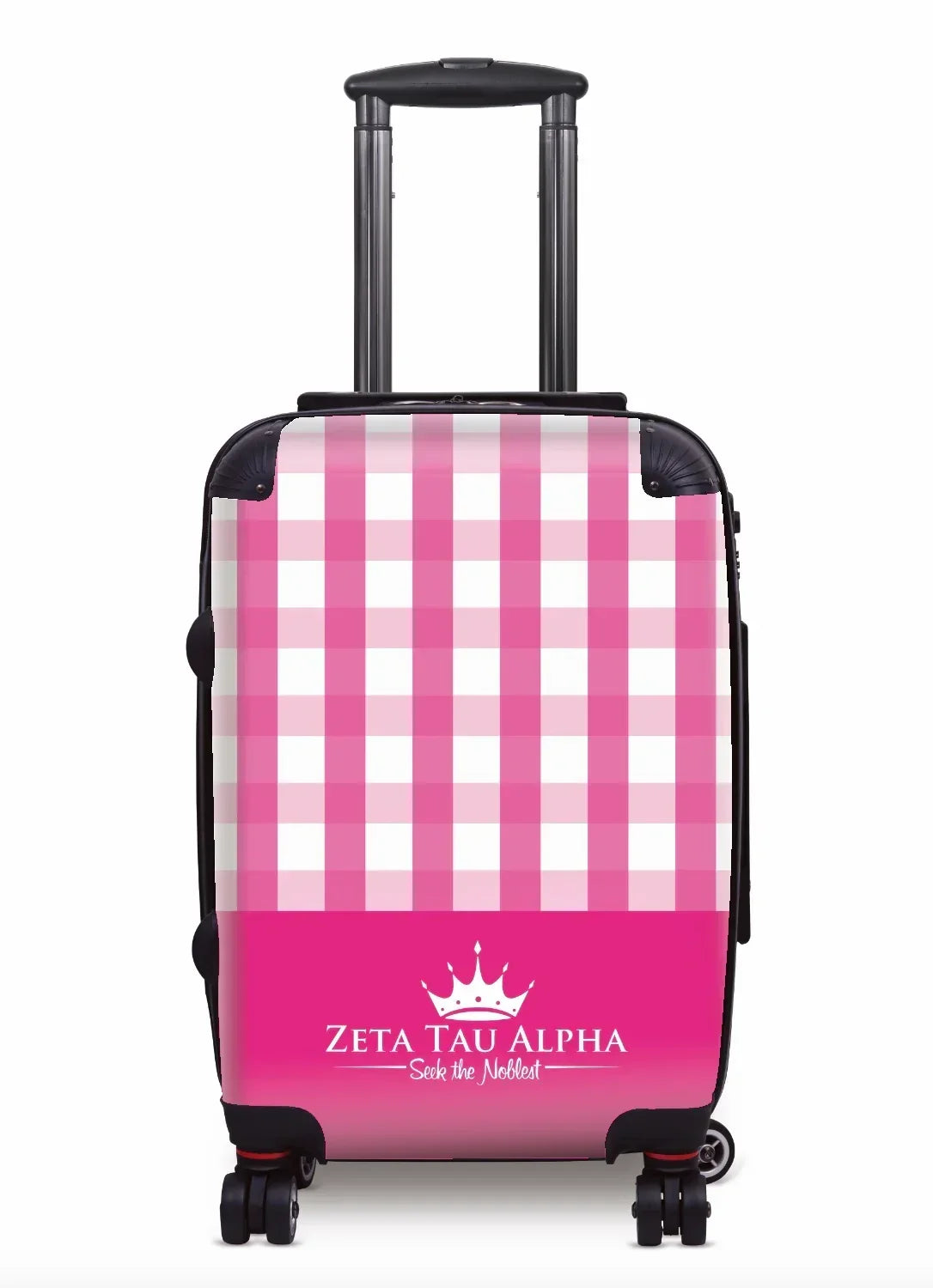Zeta Tau Alpha Carry-on Luggage - Gingham Pink Suitcases