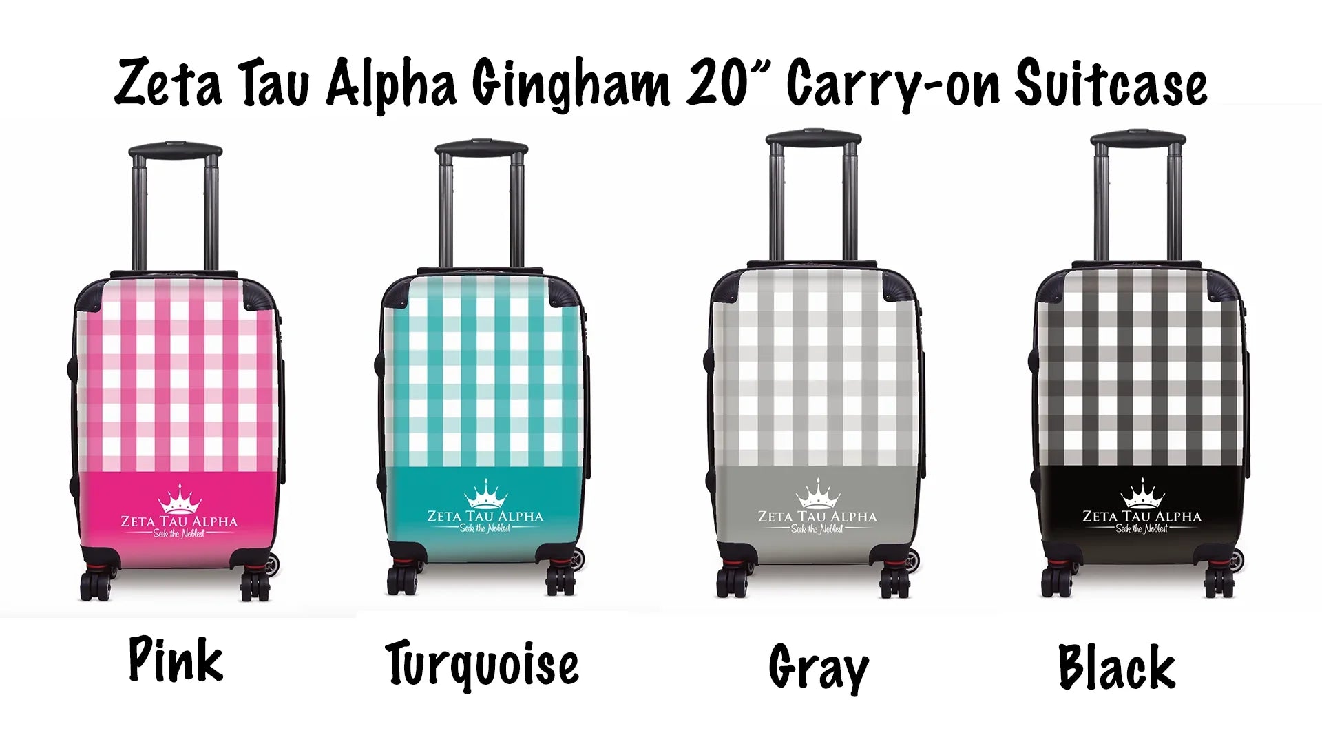 Zeta Tau Alpha Gingham 20" Carry-on Suitcase Swatches