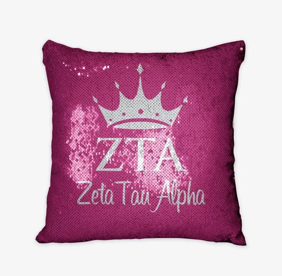 Zeta Tau Alpha Hot Pink Sequin Pillow Cover