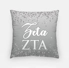 Zeta Tau Alpha Pillow Glitter 18" Gray