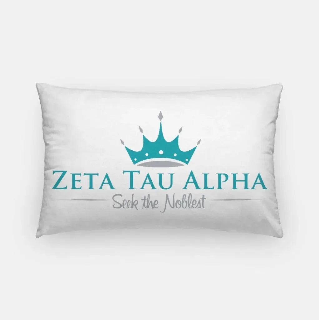 Zeta Tau Alpha Traditional Lumbar Pillow Cover White Pillow